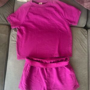 🩷💜 Victoria's Secret Pink Sweatshirt and shorts FITS MEDIUM magenta purple pink